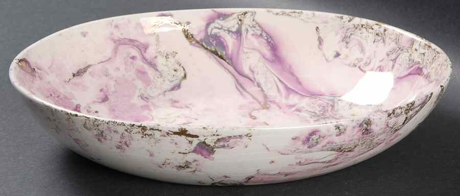 Surf Ballet (Pink & Gold) 9" Oval Vegetable Bowl by Sascha Brastoff-1