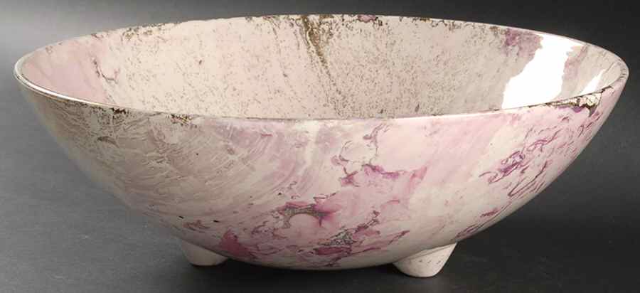 Surf Ballet (Pink & Gold) 13" Large Salad Serving Bowl by Sascha Brastoff-1