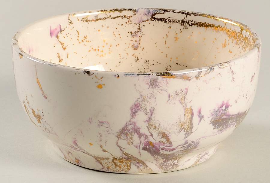 Surf Ballet (Pink & Gold) Open Sugar Bowl by Sascha Brastoff-1