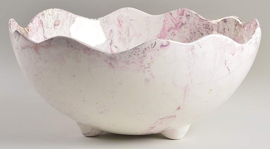 Surf Ballet (Pink & Gold) 13" Large Salad Serving Bowl by Sascha Brastoff-1