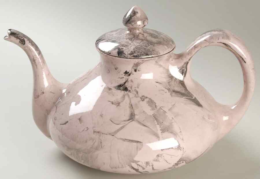 Surf Ballet (Pink & Platinum) Teapot & Lid by Sascha Brastoff-1