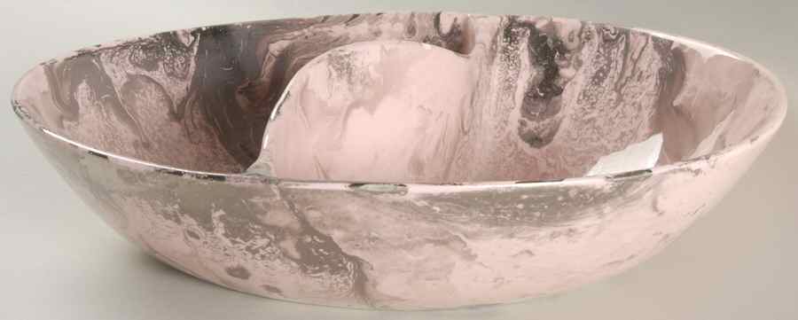 Surf Ballet (Pink & Platinum) 10" Oval Divided Vegetable Bowl by Sascha Brastoff-1