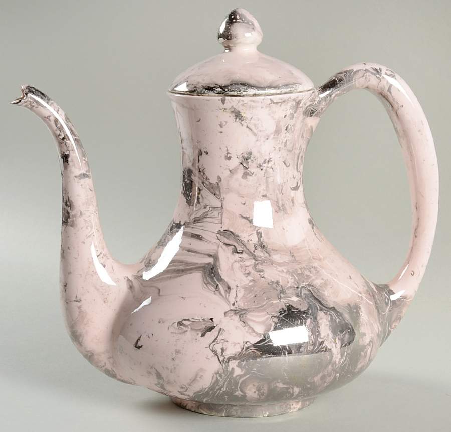 Surf Ballet (Pink & Platinum) Coffee Pot & Lid by Sascha Brastoff-1