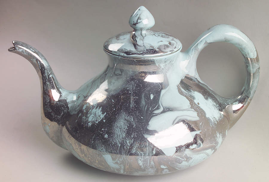 Surf Ballet (Turquoise & Platinum) Teapot & Lid by Sascha Brastoff-1