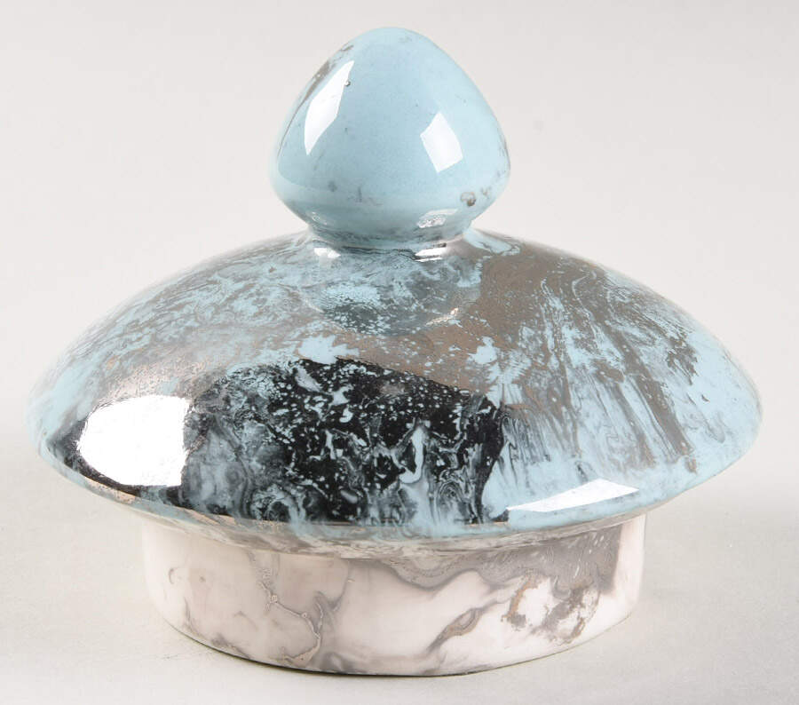Surf Ballet (Turquoise & Platinum) Lid for Coffee Pot by Sascha Brastoff-1