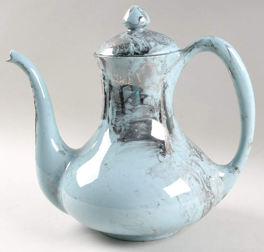 Surf Ballet (Turquoise & Platinum) Coffee Pot & Lid by Sascha Brastoff-1