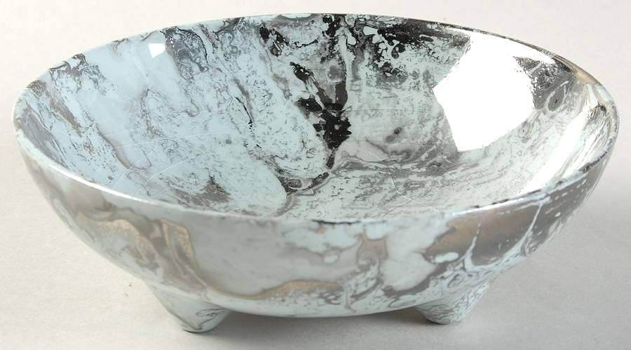 Surf Ballet (Turquoise & Platinum) Fruit/Dessert (Sauce) Bowl by Sascha Brastoff-1