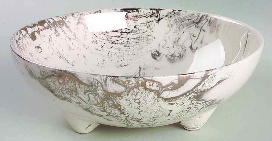 Surf Ballet (White & Platinum) Fruit/Dessert (Sauce) Bowl by Sascha Brastoff-1