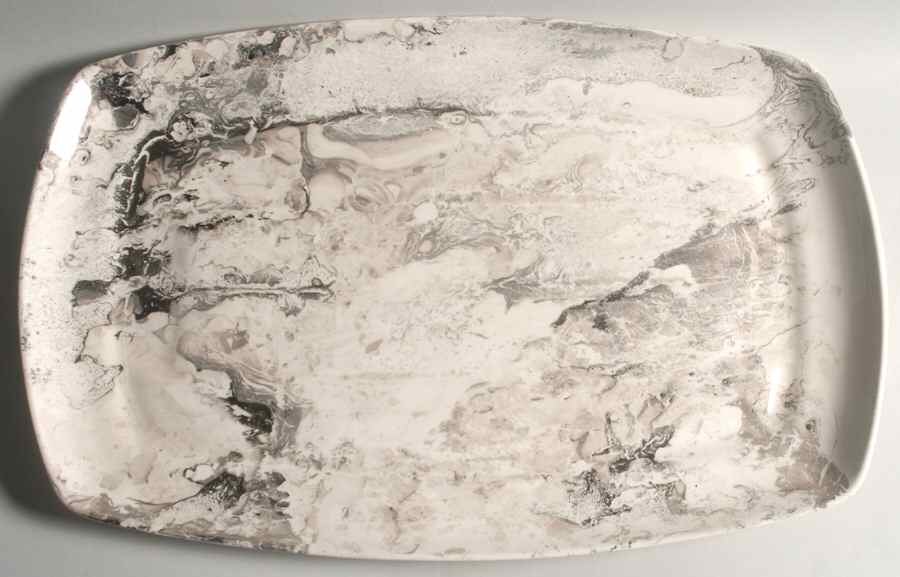Surf Ballet (White & Platinum) 24" Rectangular Serving Platter by Sascha Brastoff-1