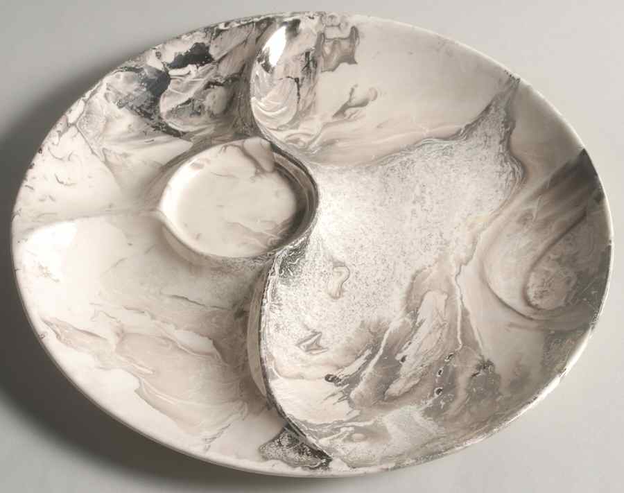 Surf Ballet (White & Platinum) 1 Piece Chip & Dip by Sascha Brastoff-1