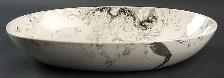 Surf Ballet (White & Platinum) 13" Oval Vegetable Bowl by Sascha Brastoff-1