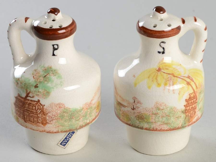 Oriental Gardens Condiment Set, Salt & Pepper Set by Brown & Ritchie-1