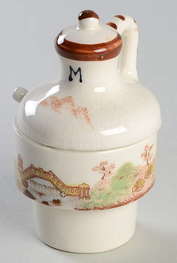 Oriental Gardens Mustard Condiment with Lid and Spoon by Brown & Ritchie-1