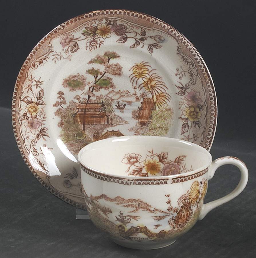 Oriental Gardens Flat Cup & Saucer Set by Brown & Ritchie-1