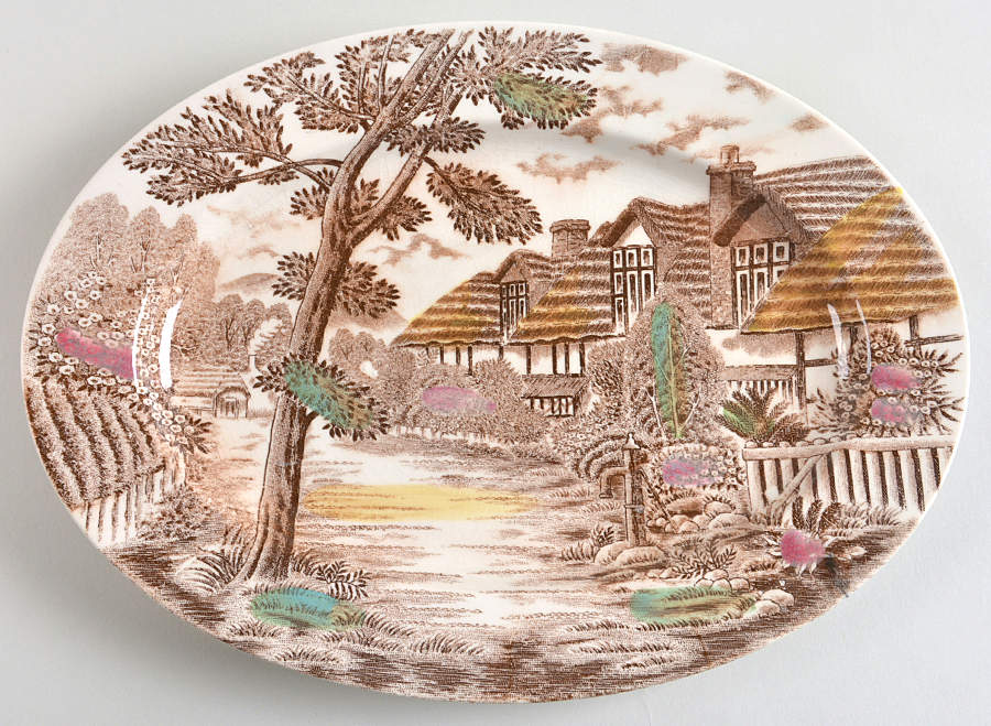 Stratford on Avon 12" Oval Serving Platter by Brown & Ritchie-1