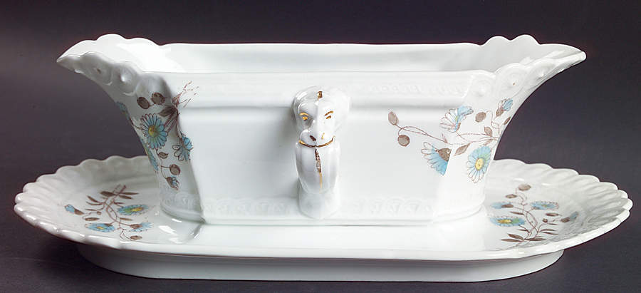 1850 Gravy Boat with Attached Underplate by Becher & Stark-1