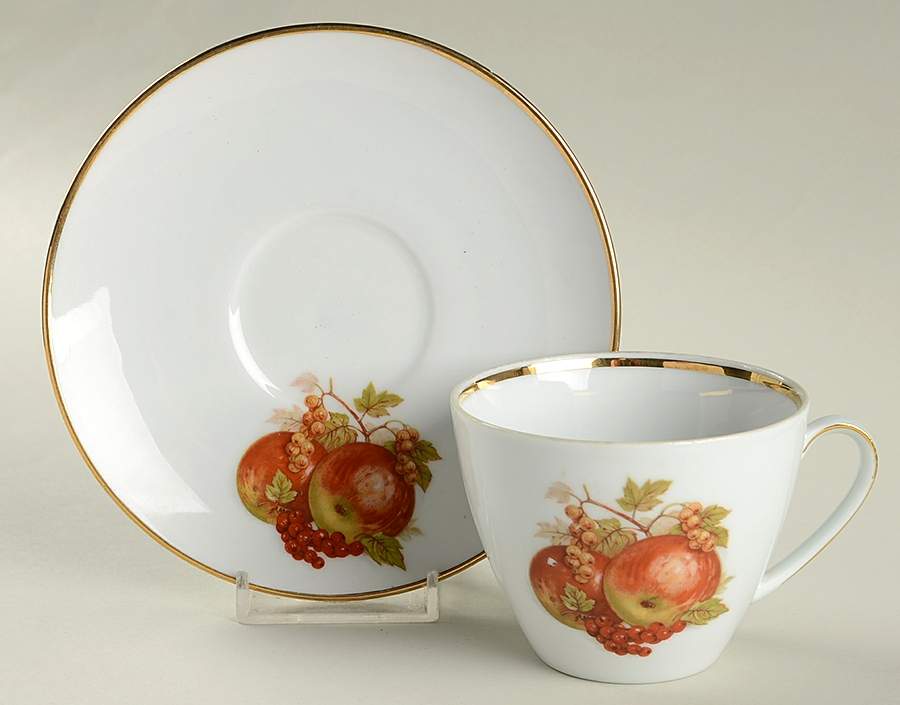 BTH4 (1-16" Gold Trim) Flat Cup & Saucer Set by Bareuther & Co-1