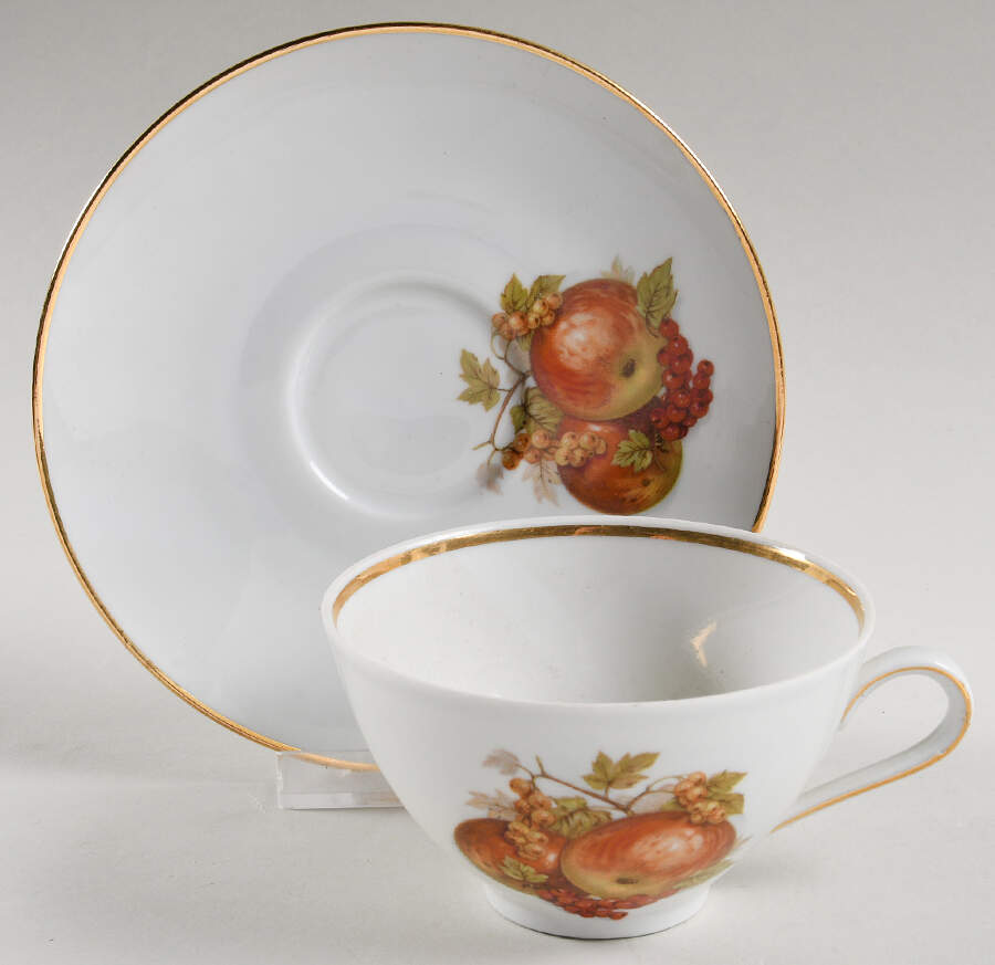 BTH4 (1-16" Gold Trim) Flat Cup & Saucer Set by Bareuther & Co-1