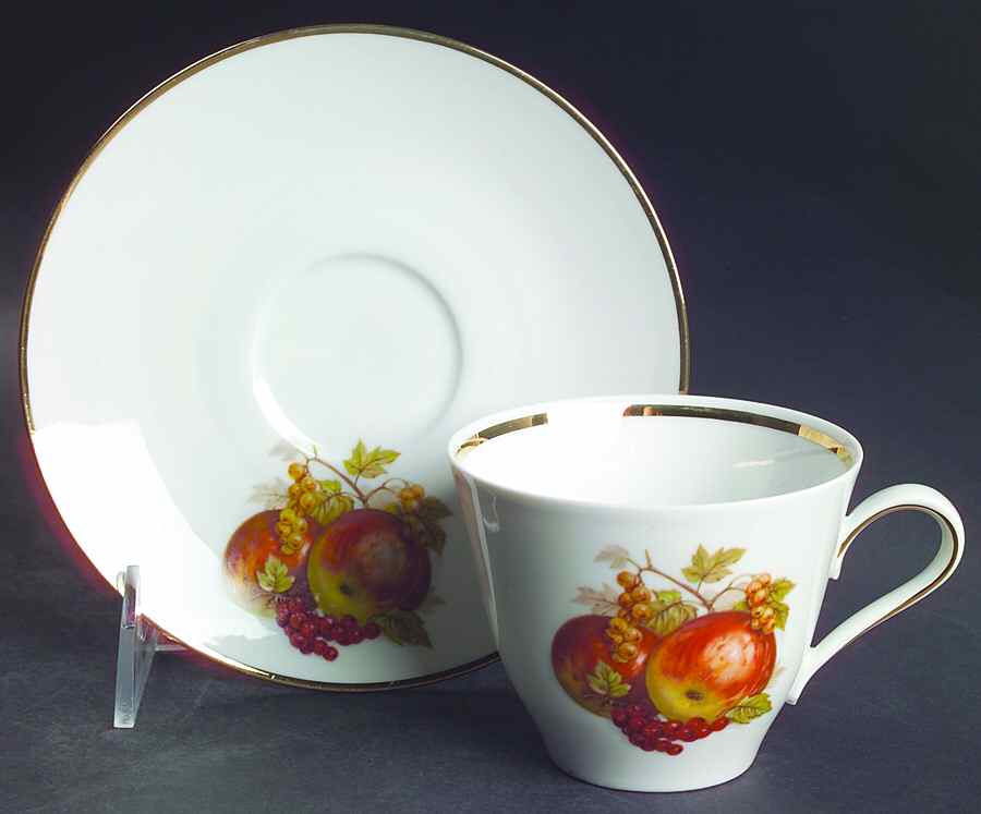 BTH4 (1-16" Gold Trim) Flat Cup & Saucer Set by Bareuther & Co-1