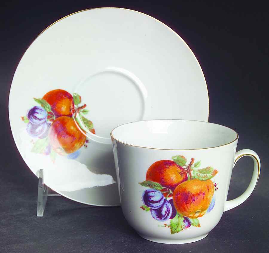 BTH4 (1-16" Gold Trim) Flat Cup & Saucer Set by Bareuther & Co-1