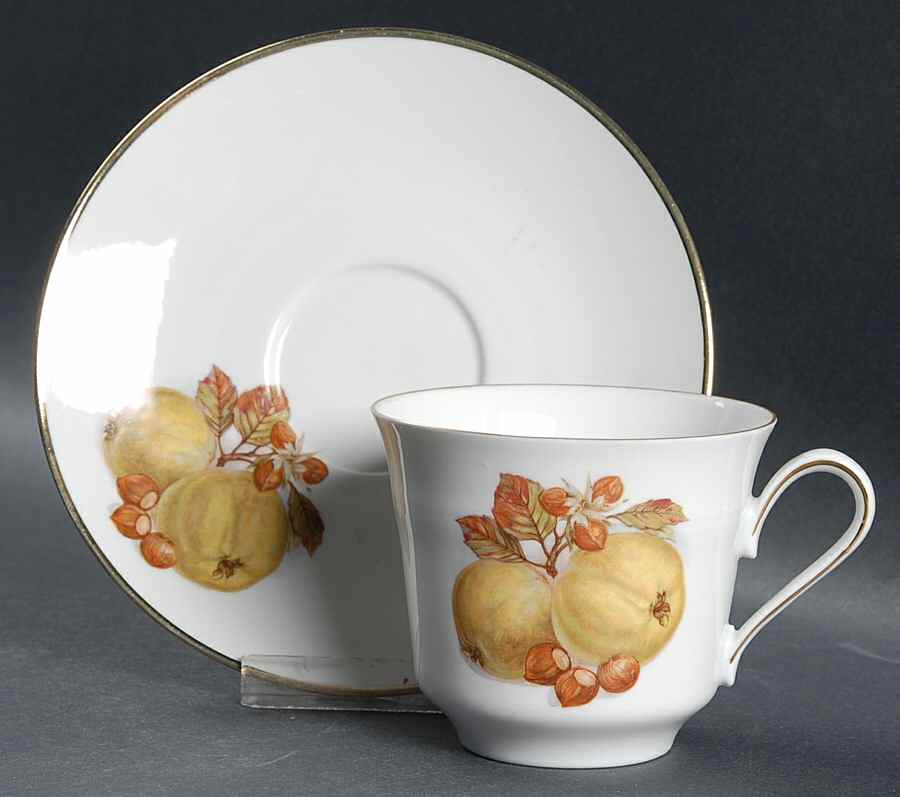 BTH4 (1-16" Gold Trim) Flat Cup & Saucer Set by Bareuther & Co-1