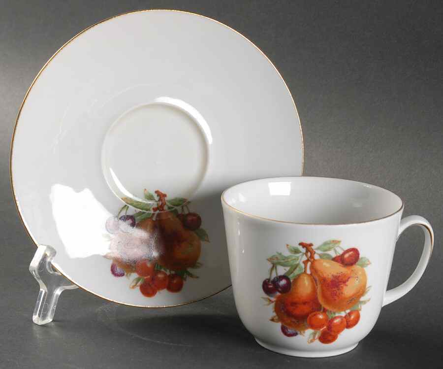 BTH4 (1-16" Gold Trim) Flat Cup & Saucer Set by Bareuther & Co-1