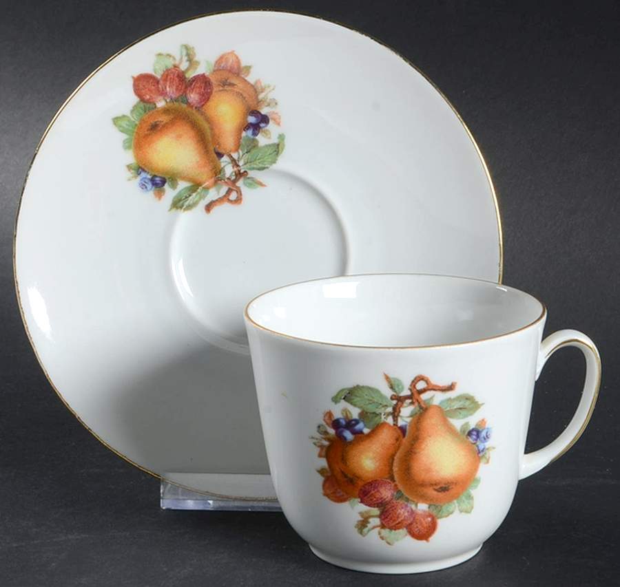 BTH4 (1-16" Gold Trim) Flat Cup & Saucer Set by Bareuther & Co-1