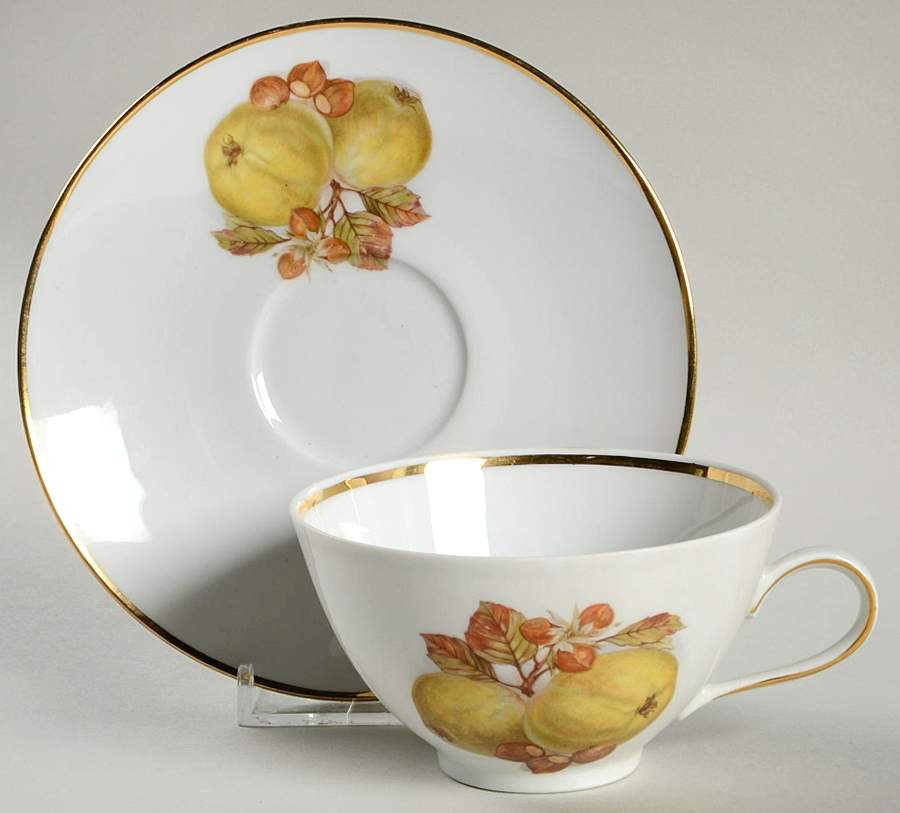 BTH4 (1-16" Gold Trim) Flat Cup & Saucer Set by Bareuther & Co-1