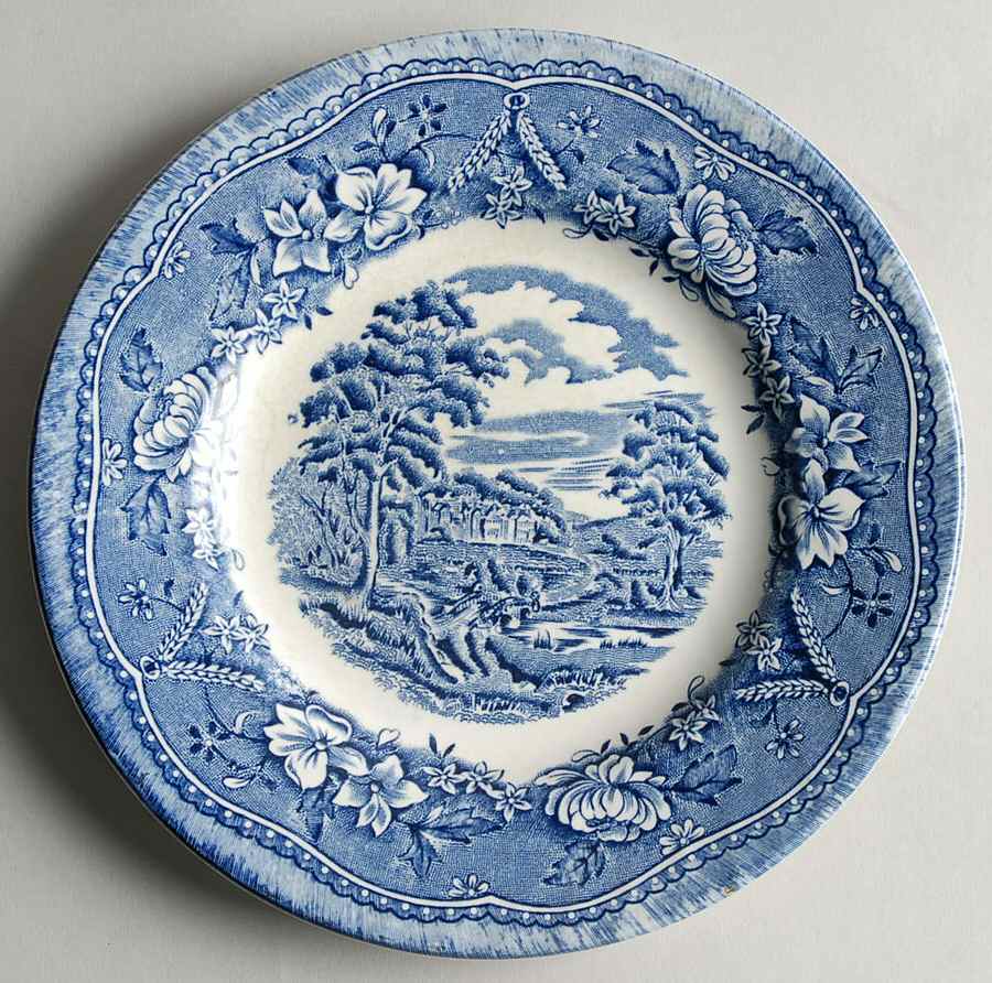 Old Castle Blue Bread & Butter Plate by Barratts-1