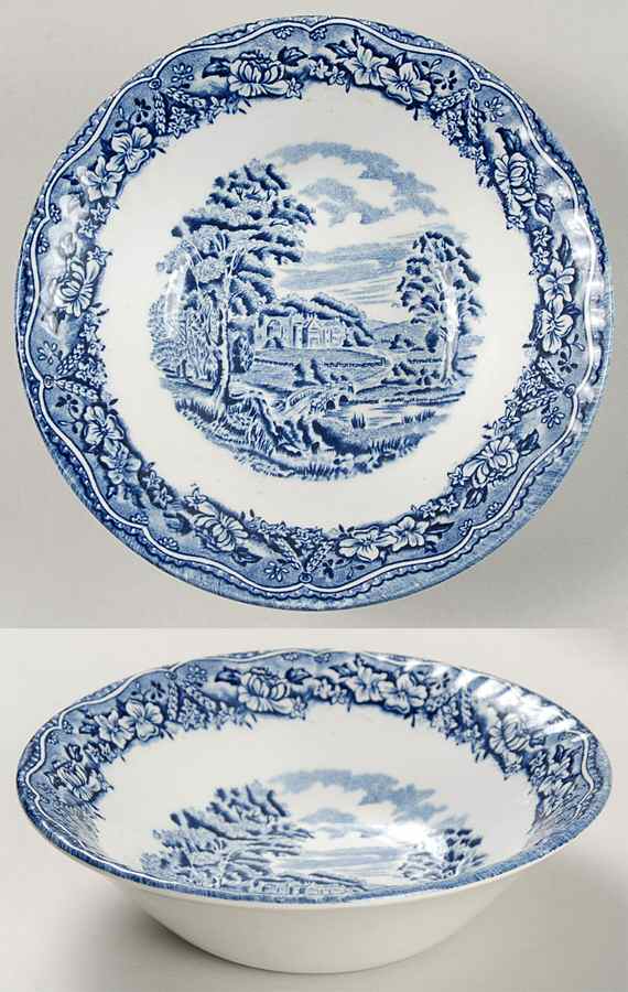 Old Castle Blue Coupe Cereal Bowl by Barratts-1