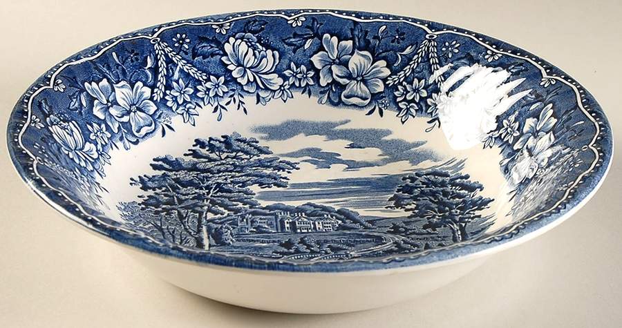 Old Castle Blue 9" Round Vegetable Bowl by Barratts-1