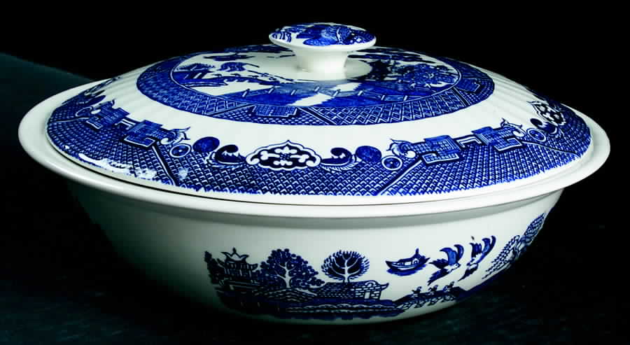 Willow Blue Round Covered Vegetable by Barratts-1