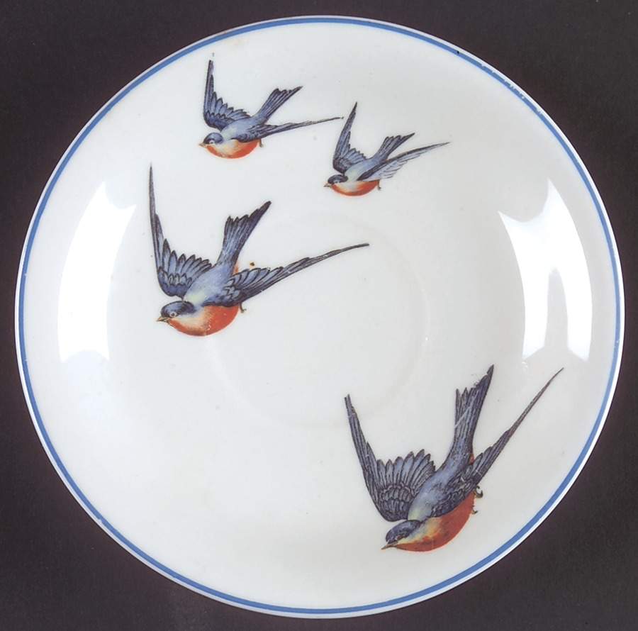 Blue Bird Saucer for Flat Cup by Buffalo Pottery-1