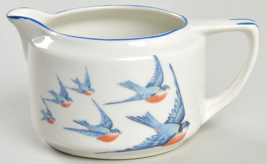 Blue Bird Creamer by Buffalo Pottery-1