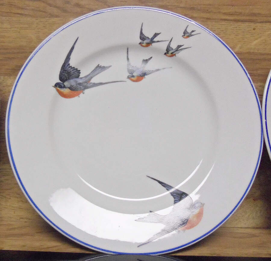 Blue Bird Dessert/Pie Plate by Buffalo Pottery-1