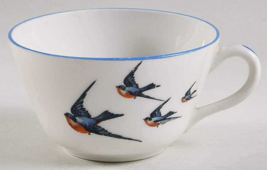 Blue Bird Flat Cup by Buffalo Pottery-1