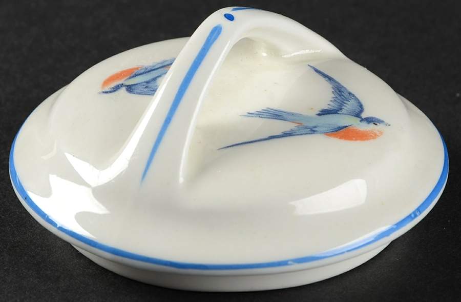 Blue Bird Lid for Sugar Bowl by Buffalo Pottery-1