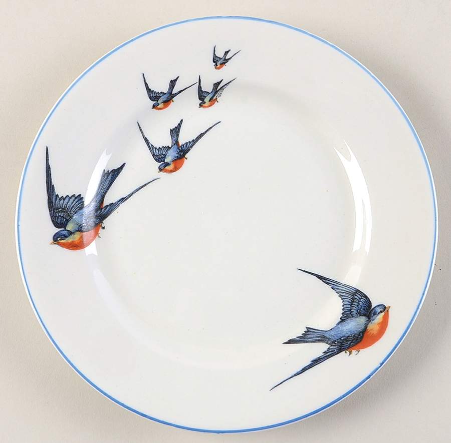 Blue Bird Dessert/Pie Plate by Buffalo Pottery-1