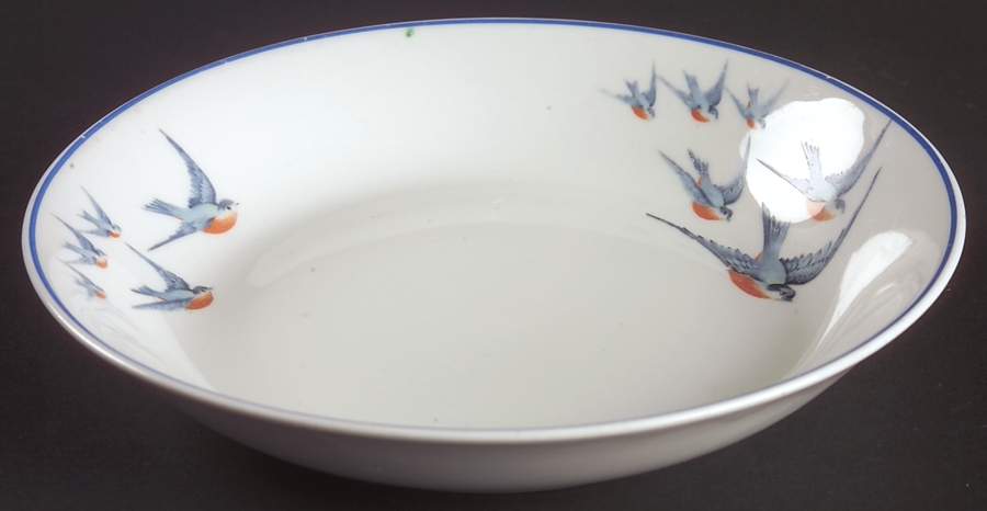 Blue Bird Coupe Soup Bowl by Buffalo Pottery-1