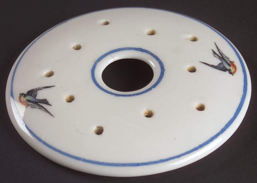 Blue Bird Round Butter Strainer by Buffalo Pottery-1