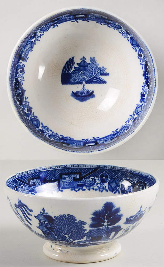 Blue Willow (Non Restaurant, No Trim) Cranberry Bowl by Buffalo Pottery-1