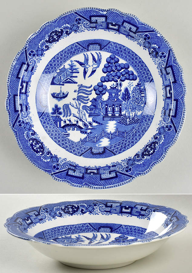 Blue Willow (Non Restaurant, No Trim) 8" Round Vegetable Bowl by Buffalo Pottery-1