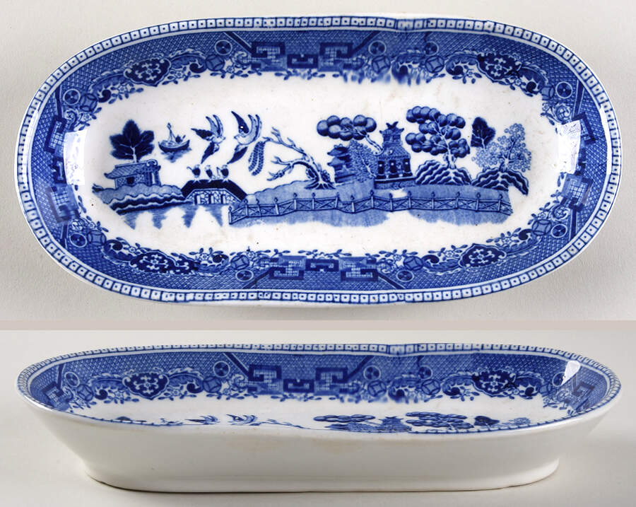 Blue Willow (Non Restaurant, No Trim) Relish by Buffalo Pottery-1