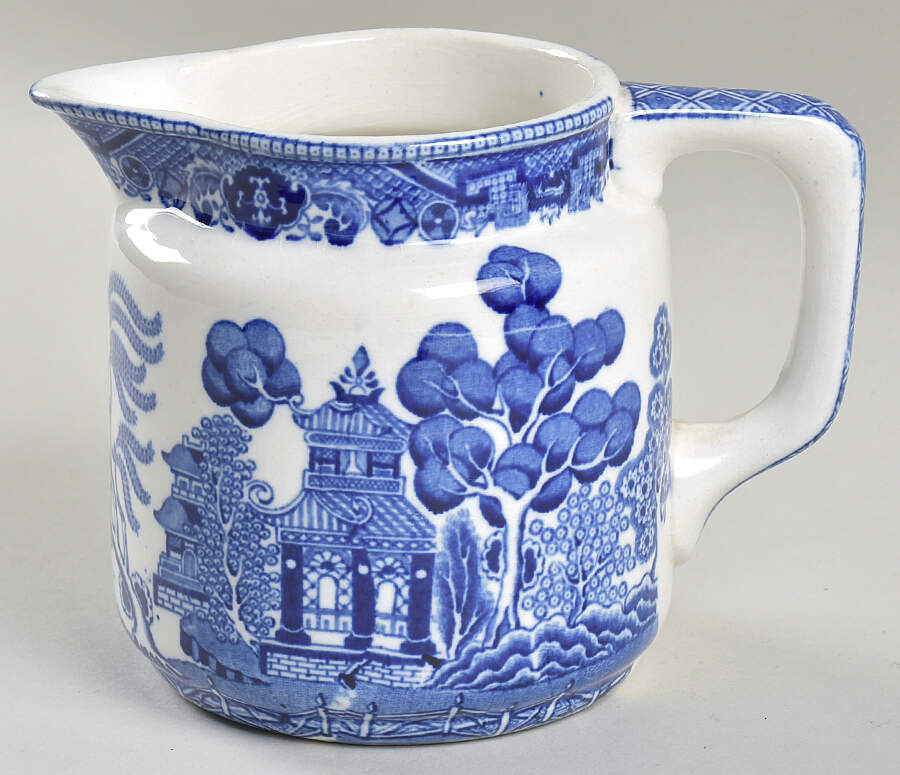 Blue Willow (Non Restaurant, No Trim) 16 Oz Pitcher, No Lid by Buffalo Pottery-1