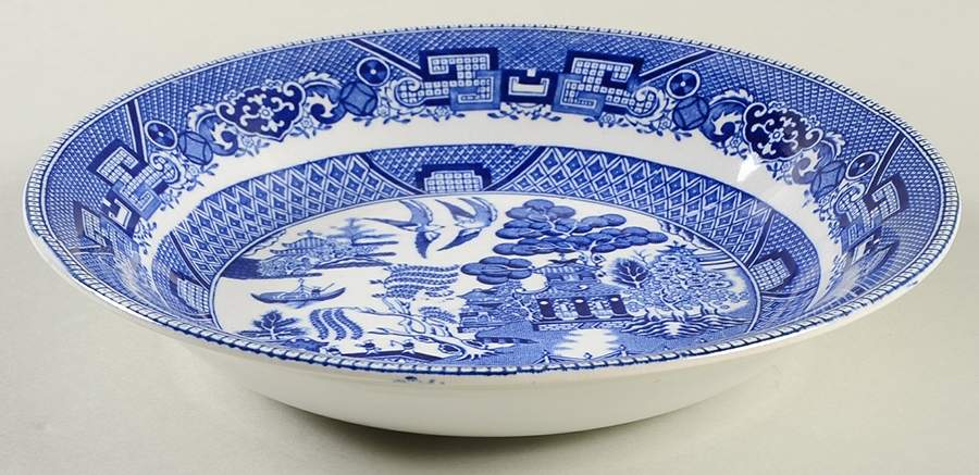 Blue Willow (Non Restaurant, No Trim) Coupe Soup Bowl by Buffalo Pottery-1