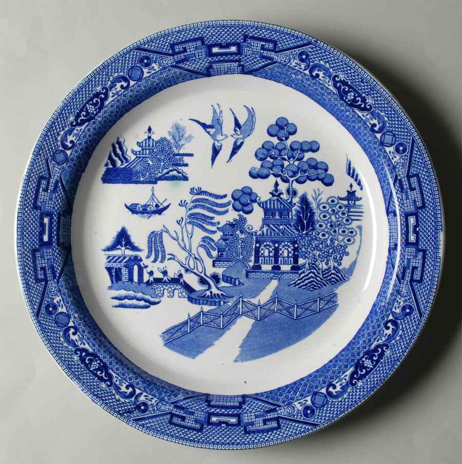 Blue Willow (Non Restaurant, No Trim) 13" Chop Plate (Round Platter) by Buffalo Pottery-1