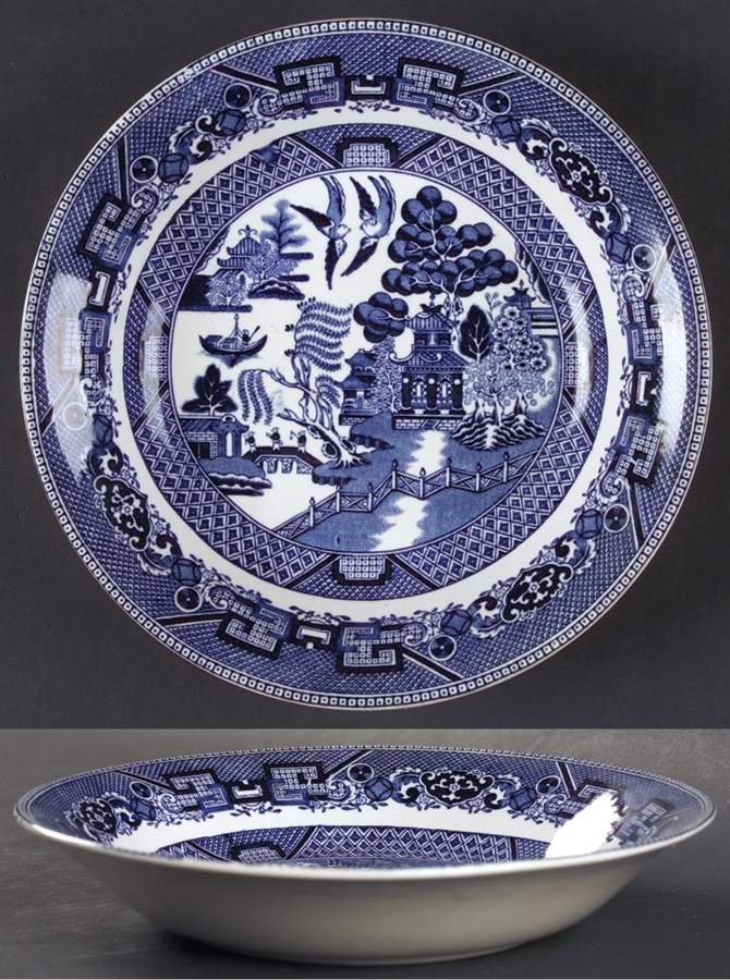Blue Willow (Non Restaurant, No Trim) Coupe Soup Bowl by Buffalo Pottery-1