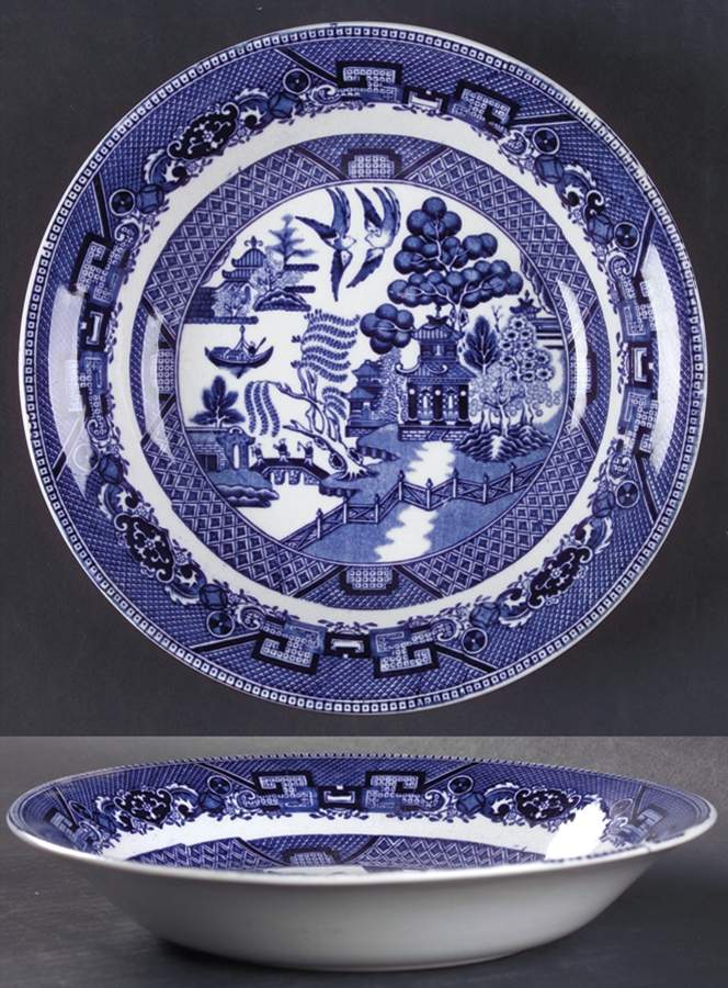 Blue Willow (Non Restaurant, No Trim) Coupe Soup Bowl by Buffalo Pottery-1