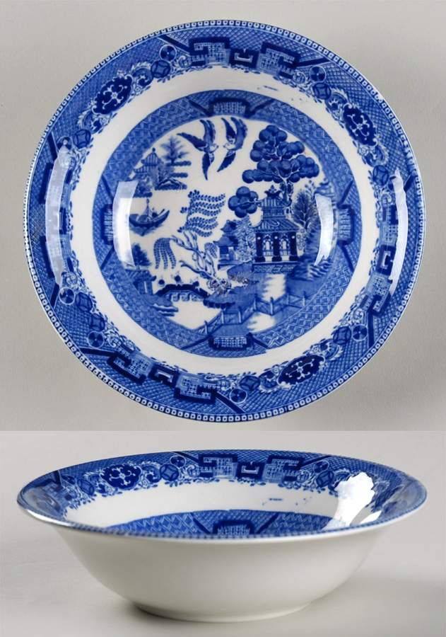 Blue Willow (Non Restaurant, No Trim) Coupe Cereal Bowl by Buffalo Pottery-1