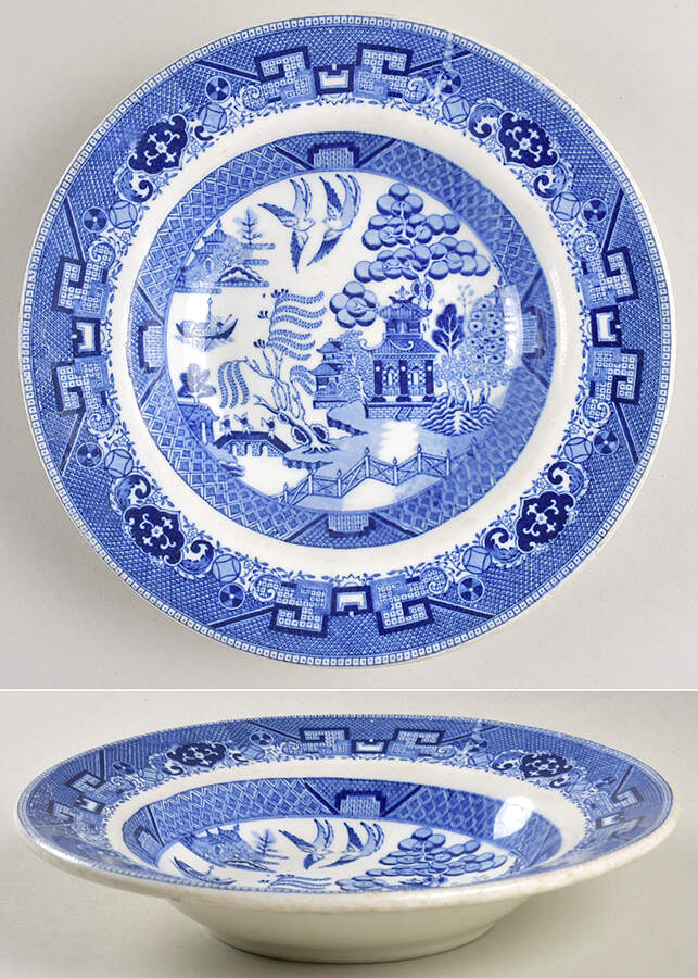 Blue Willow (Restaurant Ware) Rim Soup Bowl by Buffalo Pottery-1